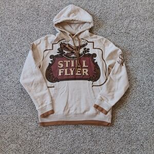 Born Fly Still Flyer Embroidered Cream Color Thich Heavy Duty Hoodie